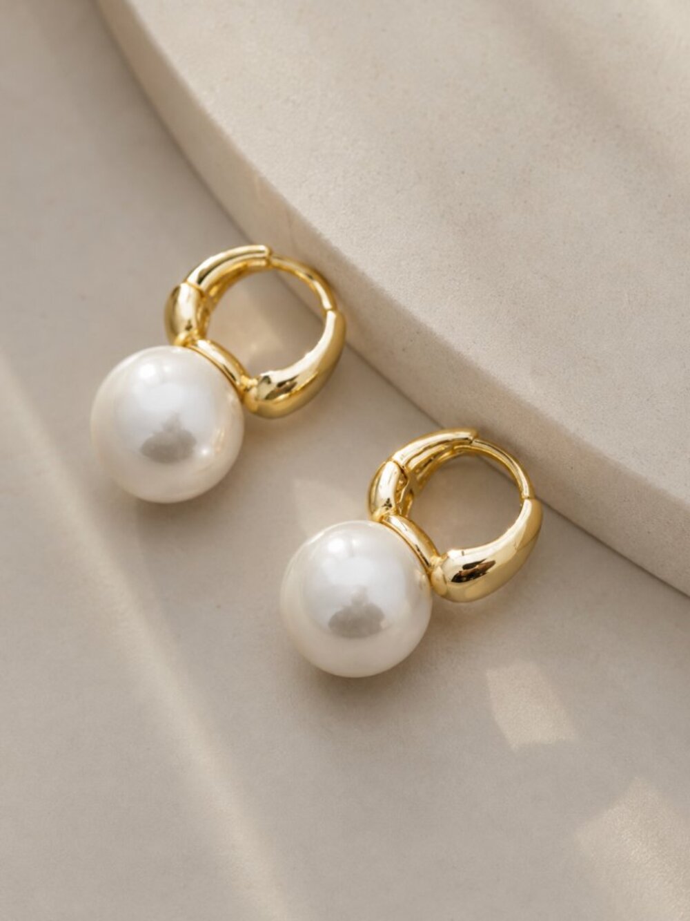 925 Sterling Silver Large Pearl Hoops Big Pearl Statement Earrings